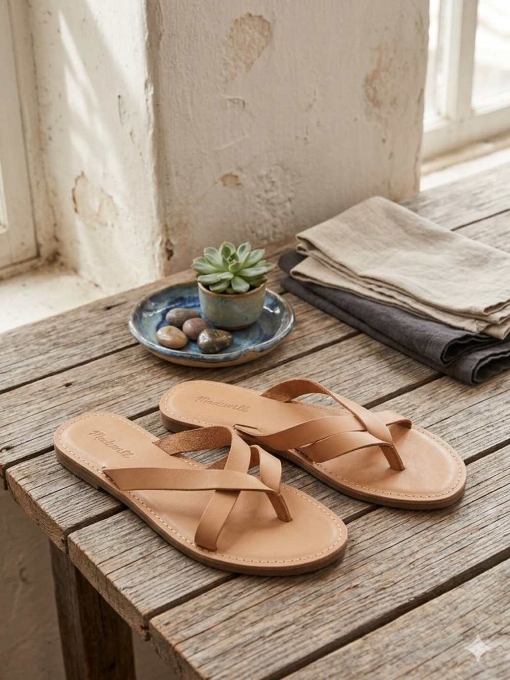 Madewell The Boardwalk Thong Sandal in English Saddle Leather - Size 9